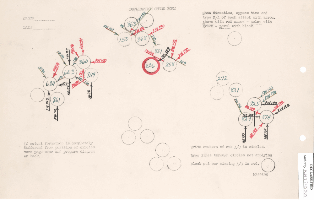 Combat duplication form (load list), mission 10, 22 Jun 1943 (351st Bomb Group Association)