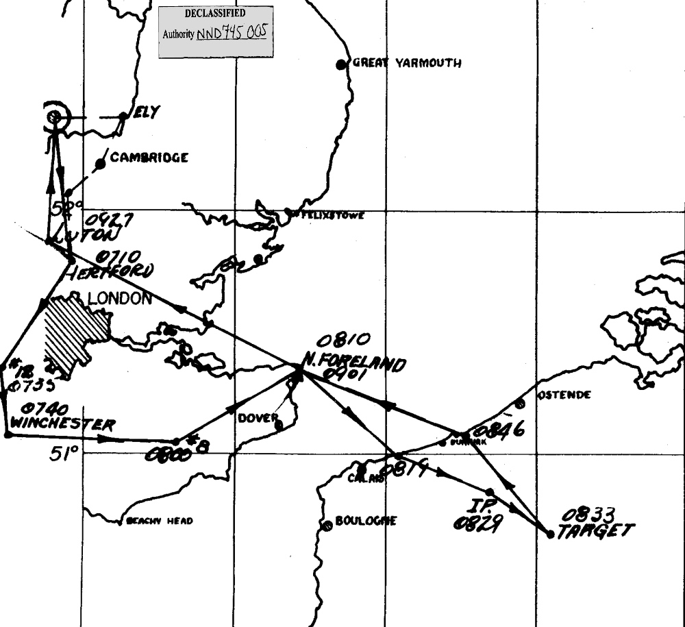 Track chart, mission 38, 9 Sep 1943 (351st Bomb Group Association)