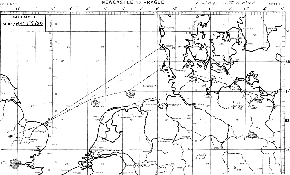 Track chart, mission 47, 9 Oct 1943 (351st Bomb Group Association)