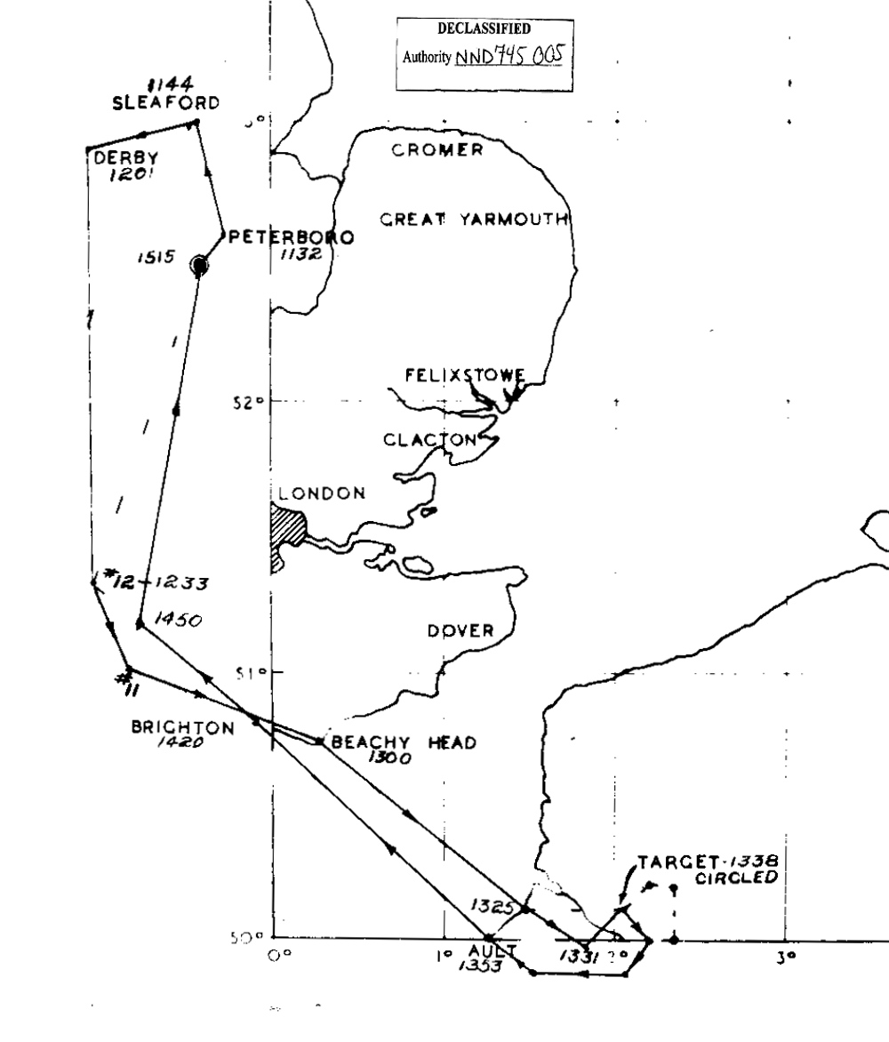 Track chart, mission 64, 24 Dec 1943 (351st Bomb Group Association)