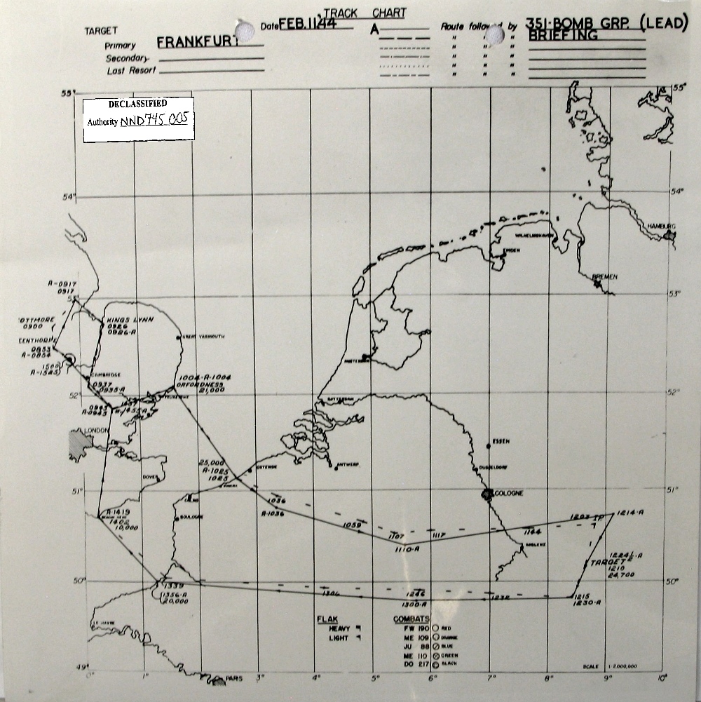 Track chart, mission 80, 11 Feb 1944 (351st Bomb Group Association)
