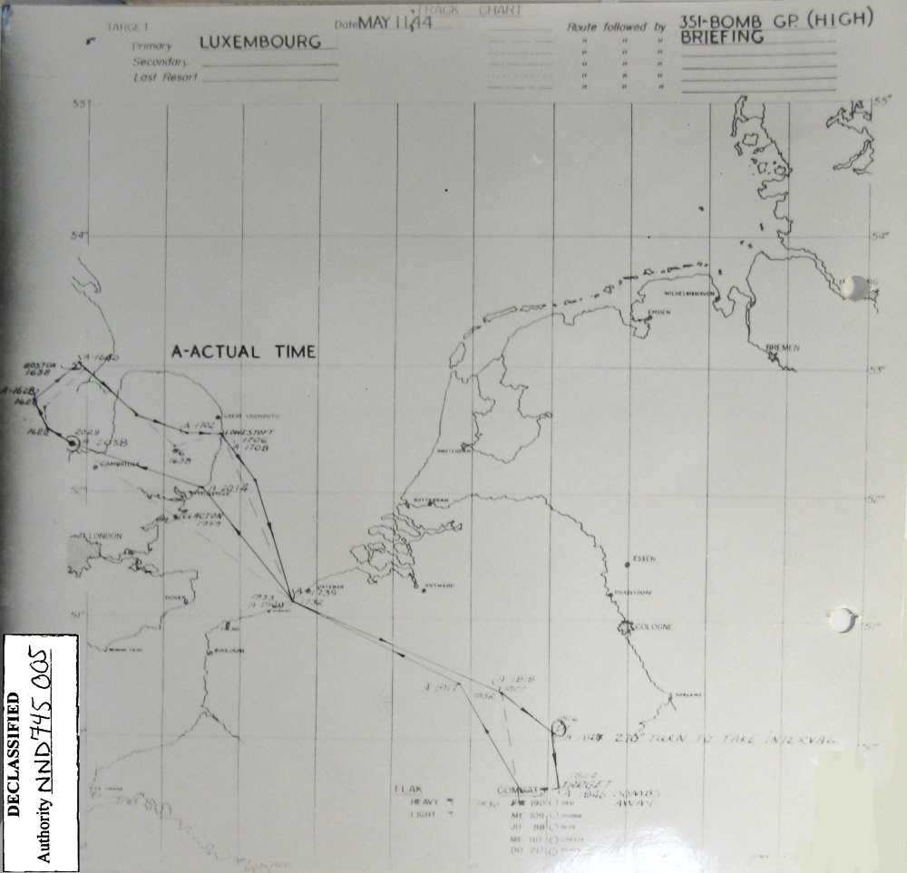 Track chart, mission 124, 11 May 1944 (351st Bomb Group Association)