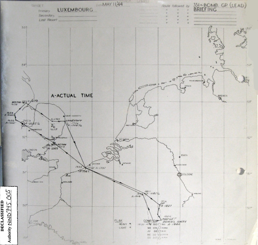Track chart, mission 124, 11 May 1944 (351st Bomb Group Association)