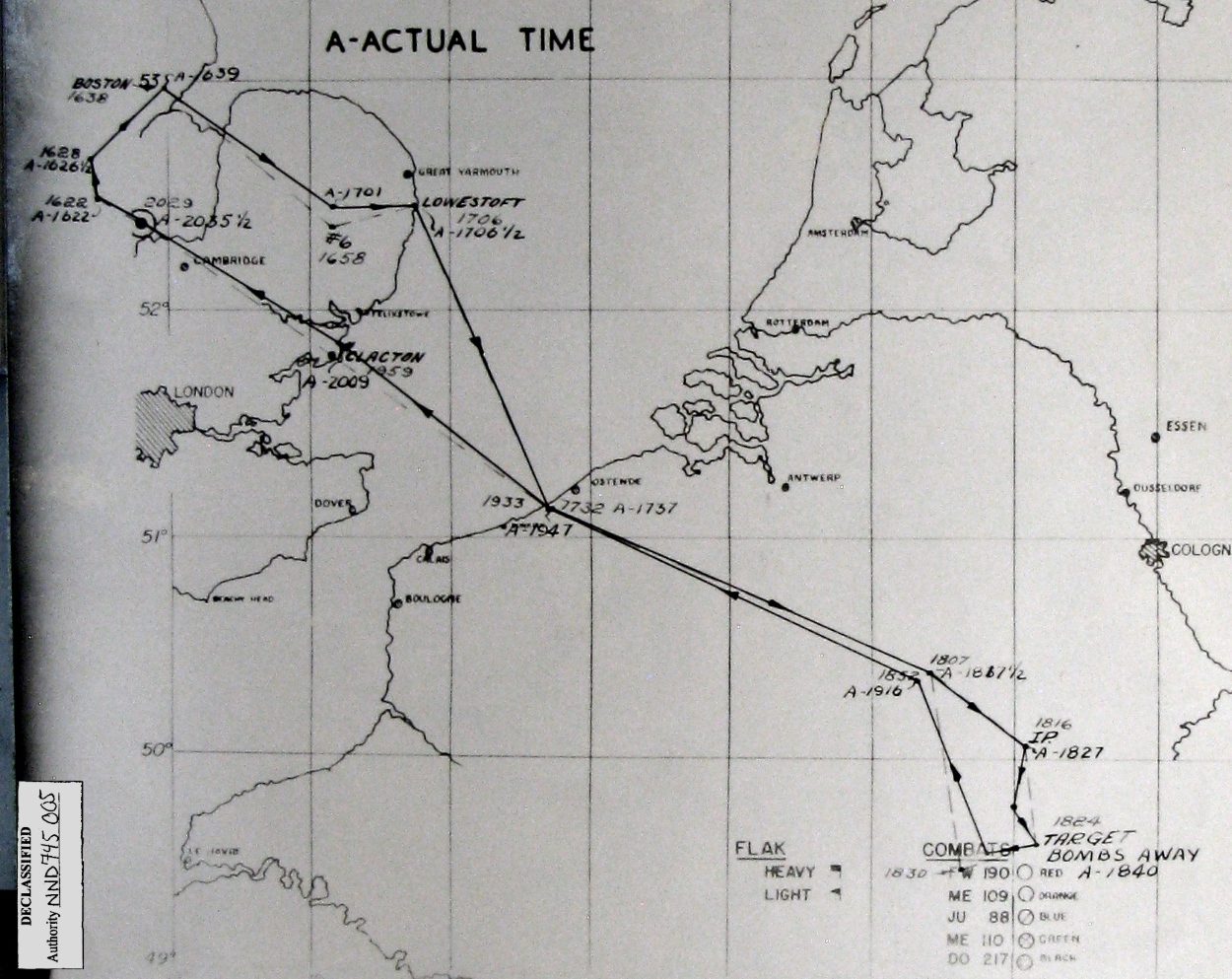 Track chart, mission 124, 11 May 1944 (351st Bomb Group Association)