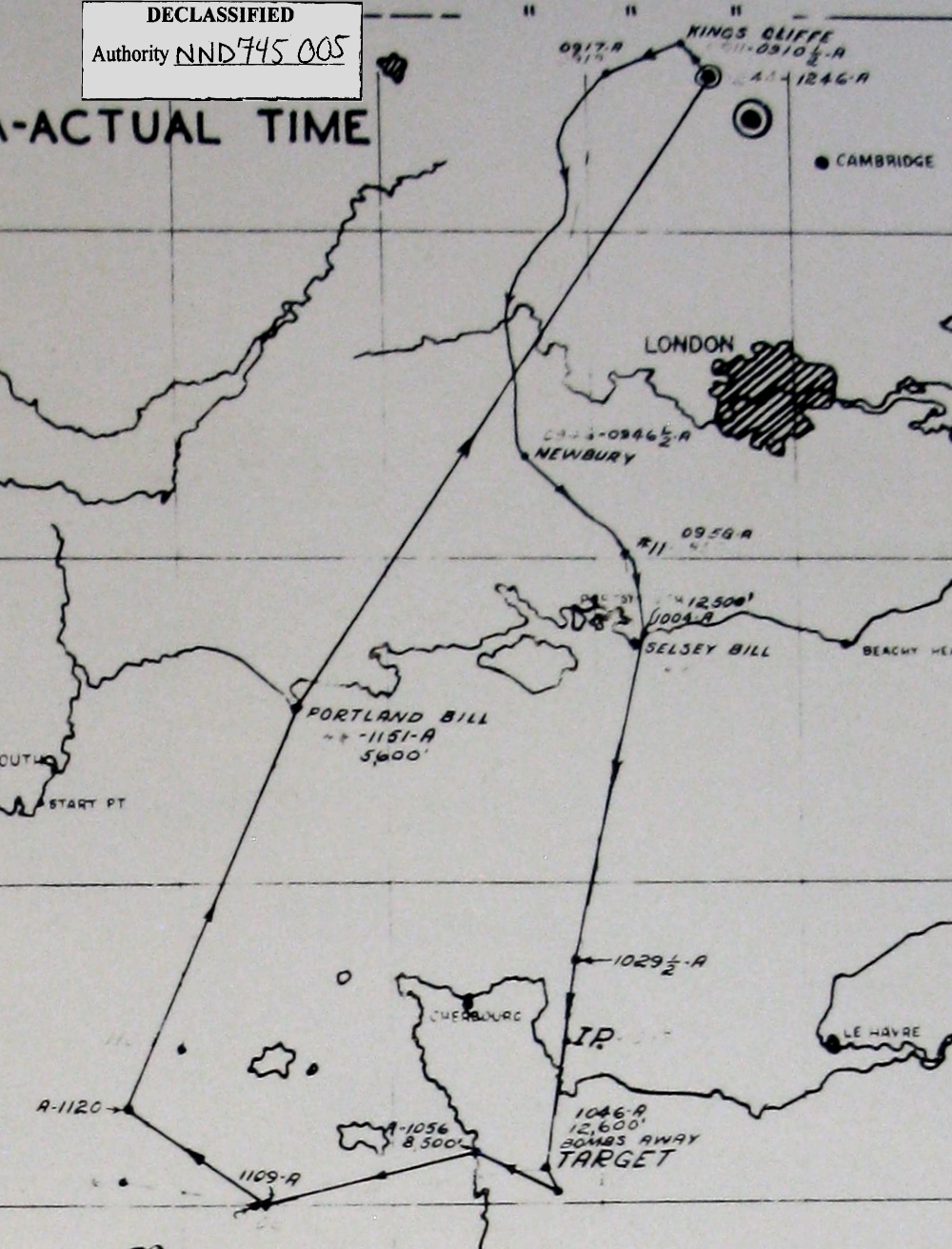 Track chart, mission 177, 25 Jul 1944 (351st Bomb Group Association)