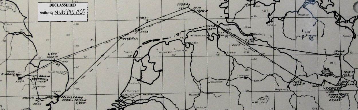 Track chart, mission 185, 6 Aug 1944 (351st Bomb Group Association)