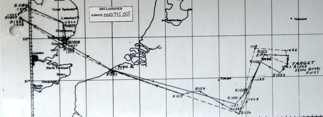 Track chart, mission 212, 2 Oct 1944 (351st Bomb Group Association)