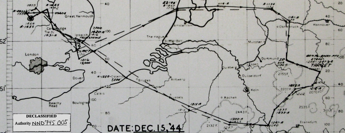 Track chart, mission 243, 15 Dec 1944 (351st Bomb Group Association)