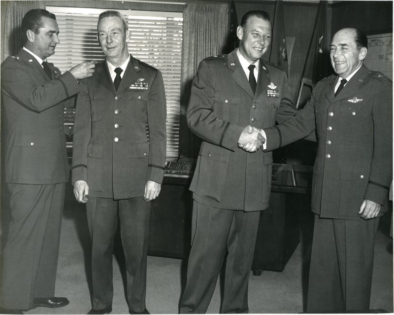 Pinning ceremony: Bob Burns receives his brigadier general's star, Colorado Springs, May 1960
