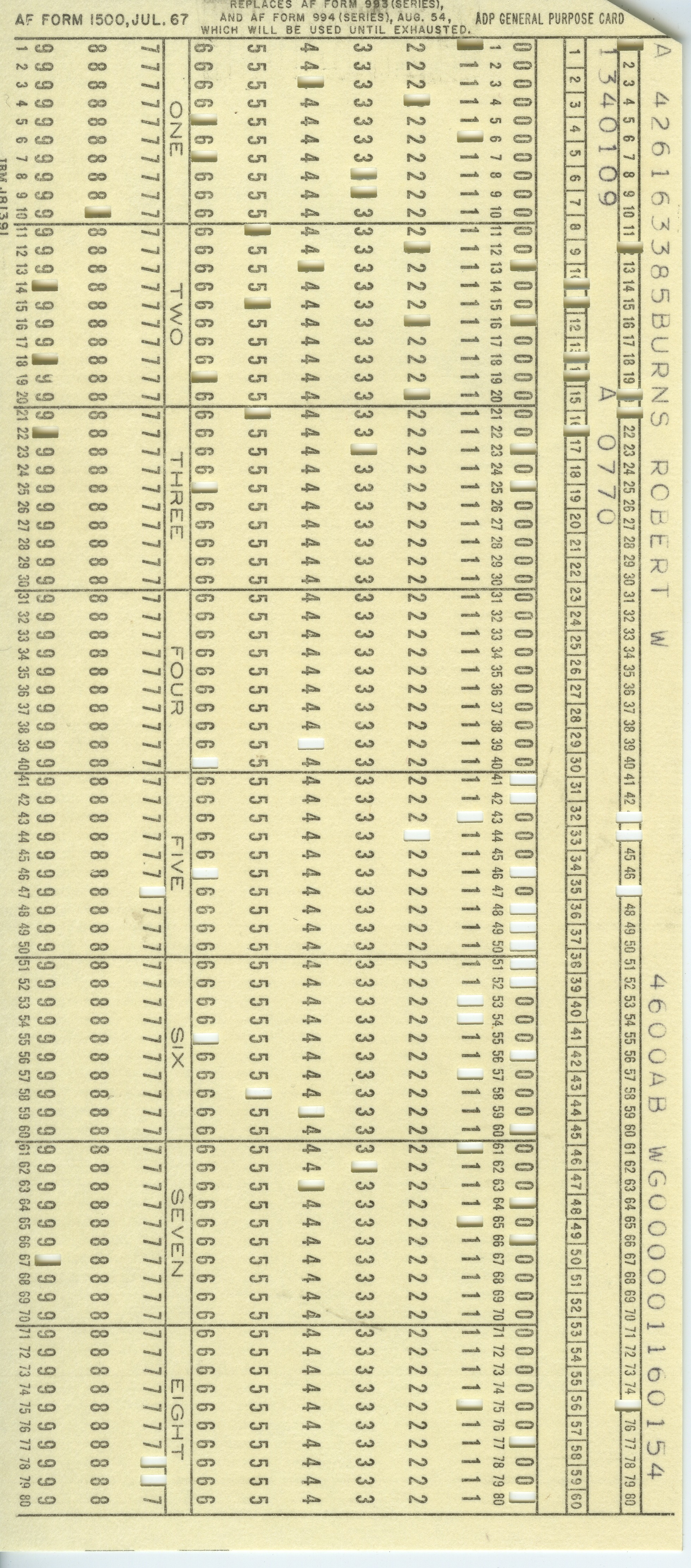 Card A — Flight Record Identification Card