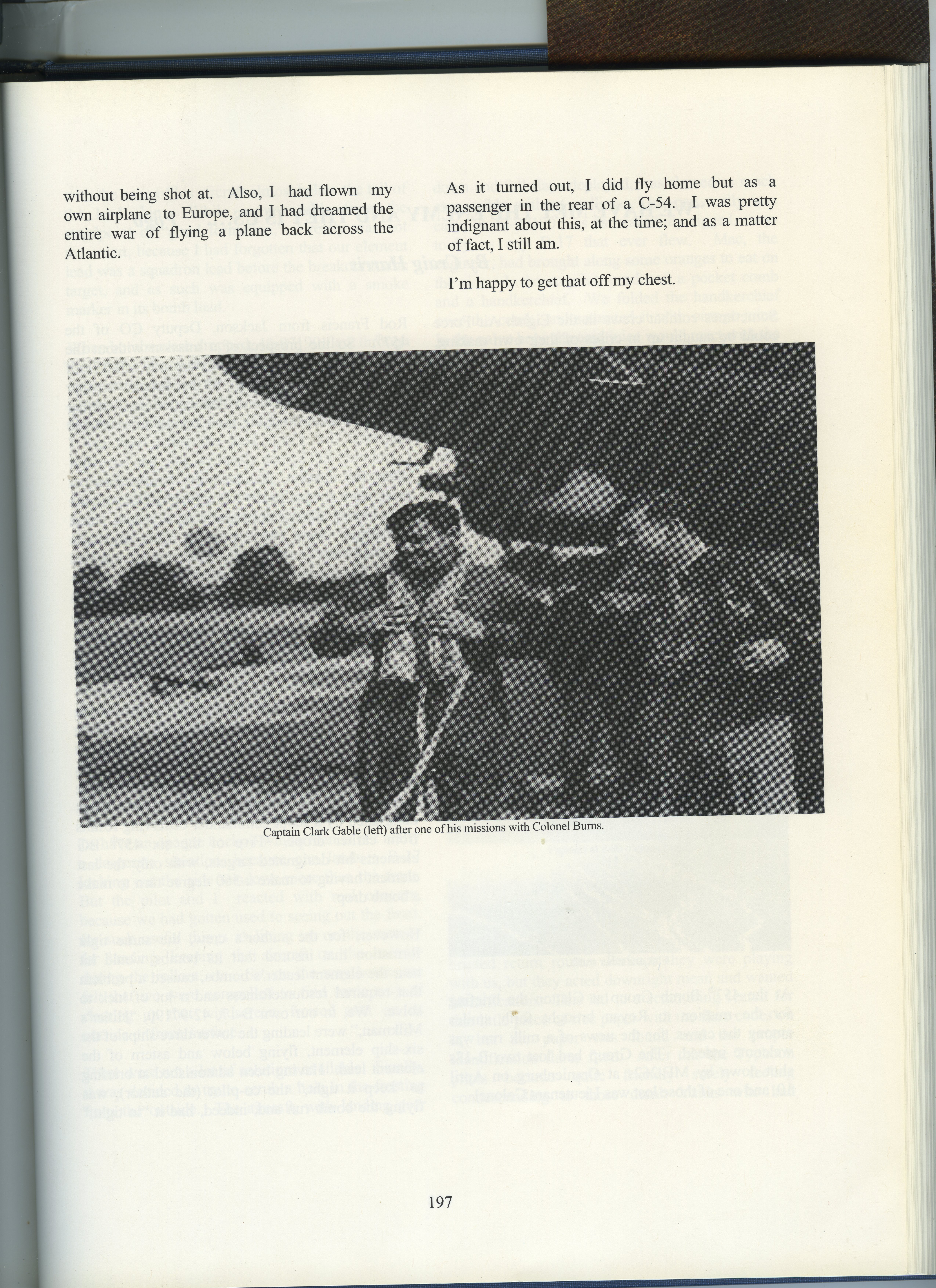 Page 197 of Mississippians in the Mighty Eighth — Clark Gable photo with Colonel Burns caption